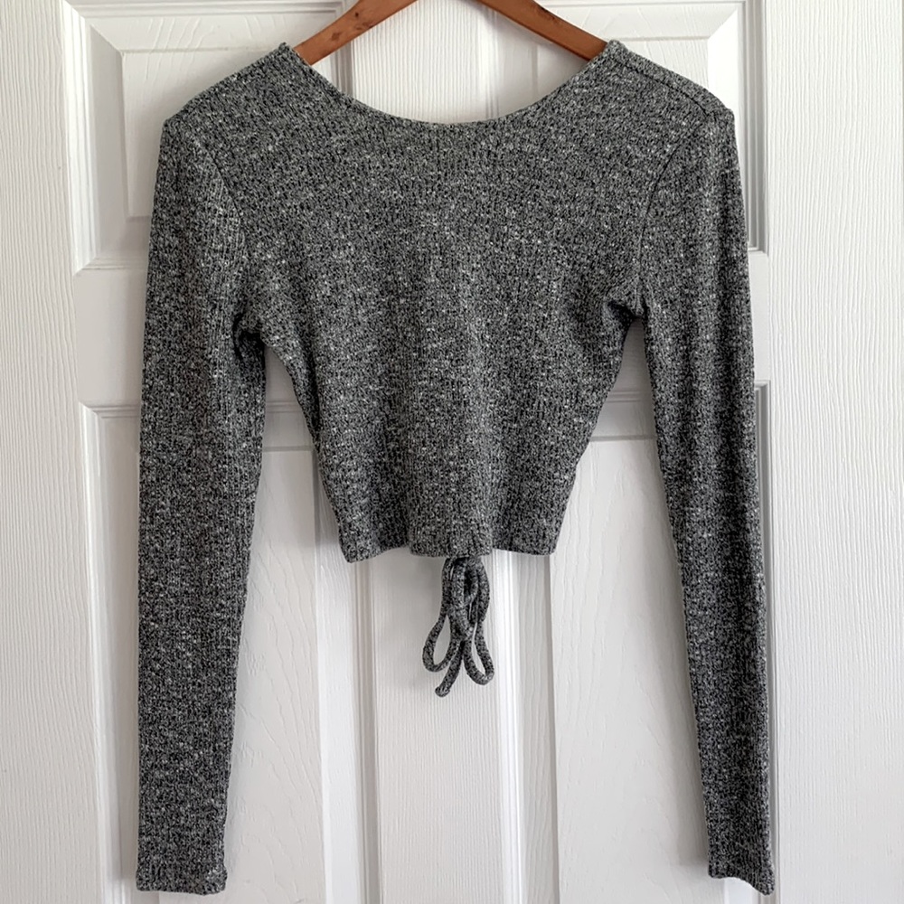 SOLD Garage Heathered Grey Open-Back Long Crop Top
